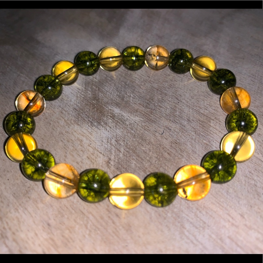CITRINE PERIDOT BRACELET SZ 7 money luck happiness